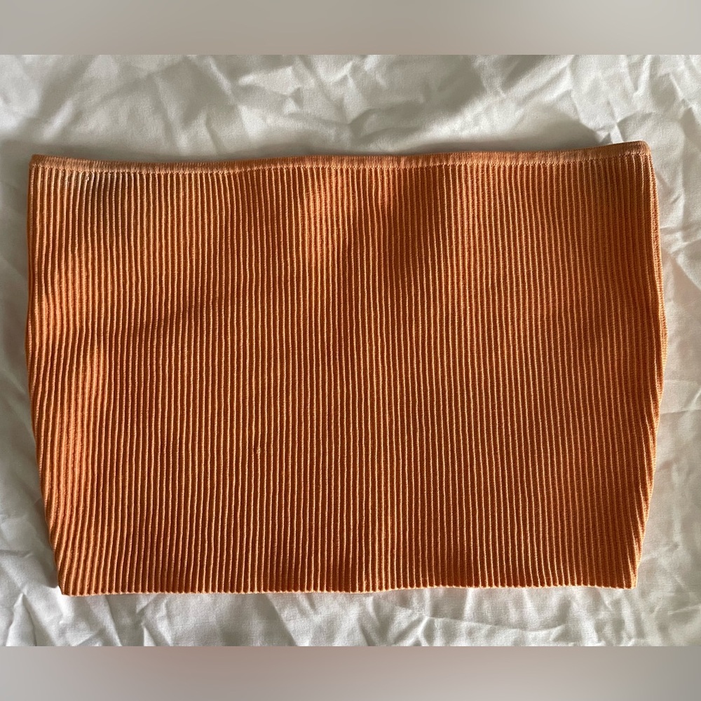 Orange Ribbed Women's Tube Top